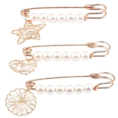 OUNONA 3stücke Perlendekor Brosche Für Frauen Brustnadel Mit Corsage-design Zarte Kleidung Schmuck Glänzend Für Pullover Und Kleider von OUNONA