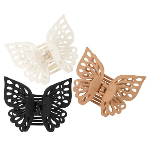 OUNONA 3 Stück Schmetterling Haar Clips Große Haarklammern für Damen Rutschfest aus Kunststoff für Dünnes und Dickes Haar für Alltag und Besondere Anlässe von OUNONA