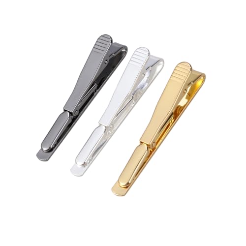 OUNONA 3Stücke Teiliges Männer Krawattenklammern Massivem Anstecknadel für Business Abendveranstaltungen Silber Gold von OUNONA