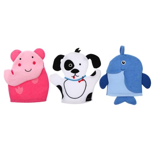OUNONA 3stücke Badehandschuhe Mit Cartoon-tierform Duschhandschuhe Für Kleinkinder Und Junge Mädchen Badehandschuhe Aus Schwamm Für Körper Und Kopfhautreinigung von OUNONA