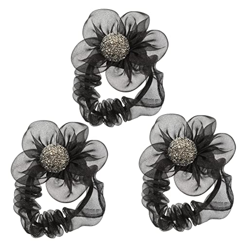 OUNONA 3stücke Blumen Haarschmuck Mesh Haarringe Einfache Haar Seile Für Frauen Kopfschmuck Blumen Haargummis Für Mädchen von OUNONA