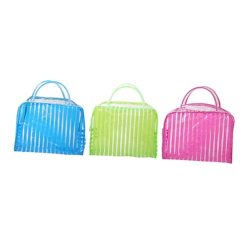 OUNONA 3stücke Transparenter Kulturbeutel Aus PVC Reise-schmucktasche Mit Gestreifter Optik Handtuch-Aufbewahrungstasche Und Lippenstift-Organizer-Tasche Durchsichtige Federtasche Für von OUNONA