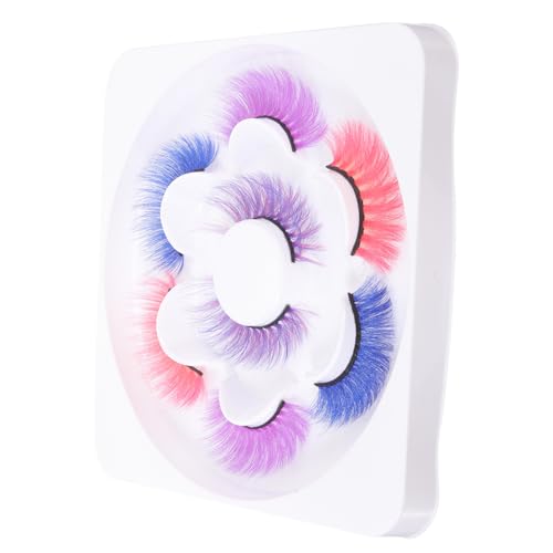 OUNONA 4 Paare Bunte Falsche Wimpern Weich Dekorative Künstliche Wimpern für Frauen Make up Modische Leichte Wiederverwendbare Wimpernverlängerung von OUNONA