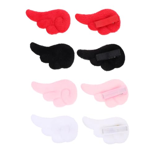 OUNONA 4 Paare Haarklammern mit Engelsflügeln Niedliche Haarspangen für Mädchen Teilig Weiß Rosa Schwarz Rot Perfektes Haarschmuck für Partys und Besondere Anlässe von OUNONA