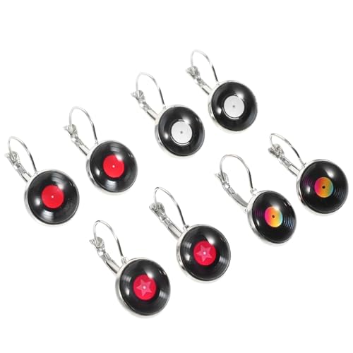 OUNONA 4 Paare Retro Vinyl Schallplatten Ohrringe Punk Schmuck für Teen Mädchen Damen Ohrhänger Vielseitig für Party Hochzeit Date Langlebig und Farbbeständig von OUNONA