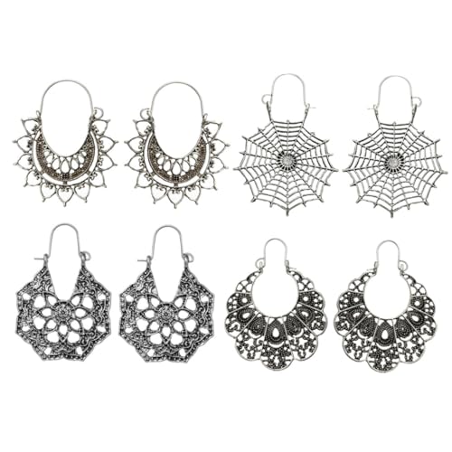 OUNONA 4 Paare Spinnennetz Ohrringe Halbkreis Muster Fächerförmige Ohrstecker Damen Schmuck Hautfreundliches Legierungsdesign Alltag von OUNONA