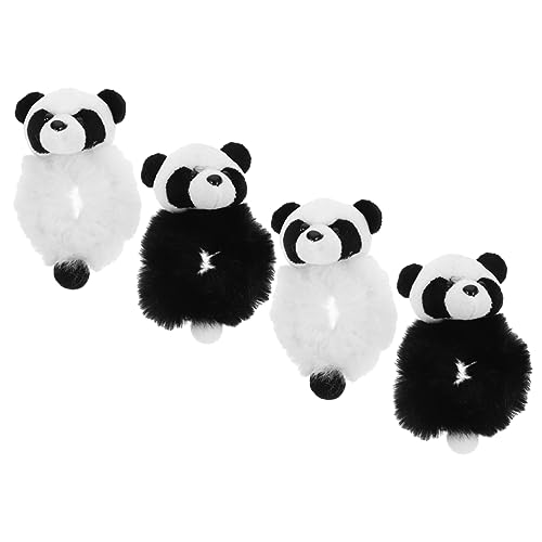 OUNONA 4 Stck Teiliges Plüsch Panda Haargummis Elastische Haarschmuck für und Mädchen Weiche und Süße Scrunchies für Haaraccessoire für Alltag und Partys von OUNONA