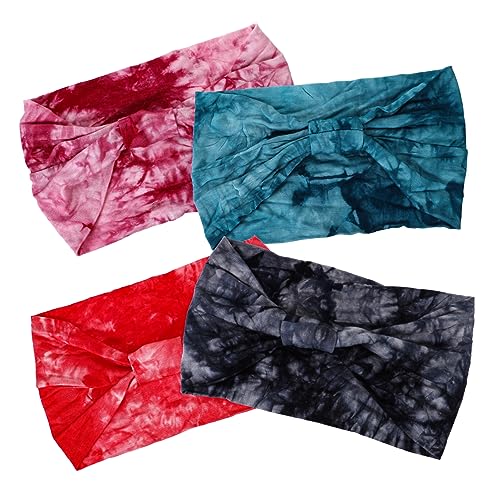 OUNONA 4stücke Stirnbänder Für Damen Knoten-haarbänder Yoga Sport-stirnbänder Bandana-stirnbänder Schweißbänder Für Frauen Einheitsgrößig Leuchtende Farben von OUNONA