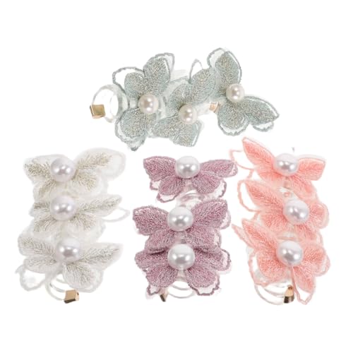 OUNONA 4stücke Spiral-haargummi Mit Spitze Und Perle Schmetterlings-haargummi Mit Buntem Telefonkabel Pferdeschwanzhalter Elastische Haarband Für Frauen Und Mädchen von OUNONA