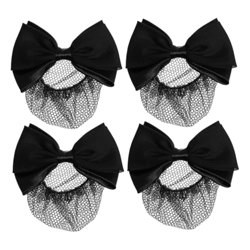 OUNONA 4stücke Damen-haarnetze Dutt Und Schleifennetz Haar-accessoires Feines Netzmaterial Bequeme Trageeigenschaften Federclip-design Für Zuverlässige Unterstützung Geeignet Für von OUNONA