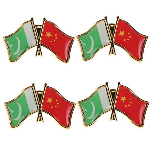 OUNONA 4 Stück Freundschafts Anstecknadeln Pakistan China Metallbroschen für Kleidung Rucksäcke und Anzüge mit Sicherem Verschluss Stilvolle Patriotische Abzeichen von OUNONA