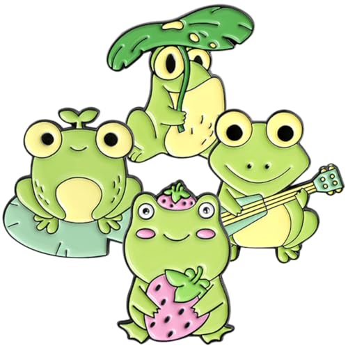 OUNONA 4 Stück Frosch Emaille Anstecknadeln aus Verschleißfestem Legierungsmaterial Dekorative Broschen für Kleidung Taschen Hüte Vielseitige Kostüm Accessoires mit Niedlichem Design von OUNONA