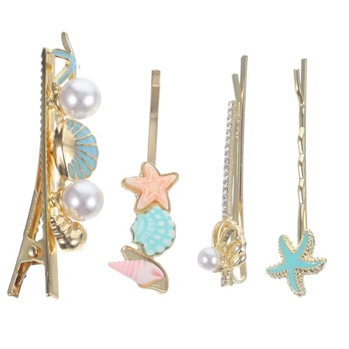 OUNONA 4 Stück Haarklammern Metall Haarnadeln mit Muschel Schmuck Damen Haarschmuck für Hochzeit Party Alltag Langlebig Modisch und Dekorativ von OUNONA
