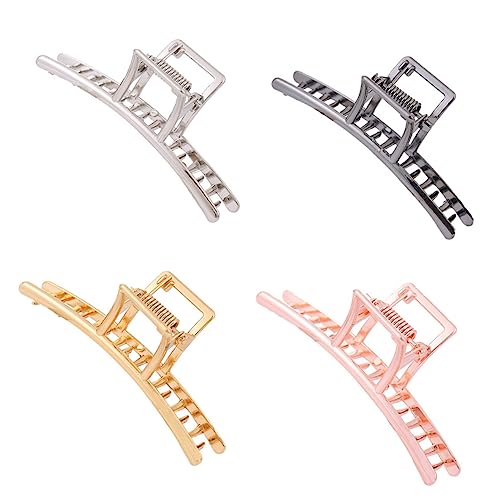 OUNONA 4 Stück Haarklammern aus Legierung Ponytail Clips für Damen Rutschfeste Haarspangen Schwarz Gold Silber und Roségold für Verschiedene Anlässe von OUNONA