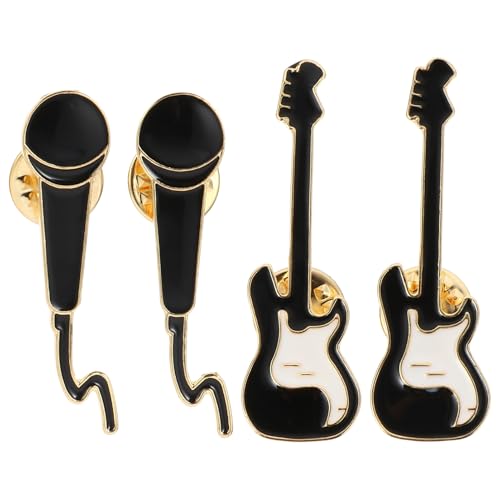 OUNONA 4 Stücke Legierungsbroschen für Frauen Einzigartige Mikrofon Gitarrenbrosche Dekorative Anstecknadel für Partys und Alltag von OUNONA