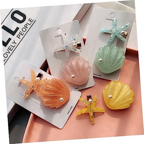 OUNONA 4 Stück Muschelhaarspangen Teilig mit Perlen Verzierung Einzigartiger Meerjungfrau Stil Haarschmuck für Damen Schonend Glatte Oberfläche Geeignet für Alltag Party und von OUNONA