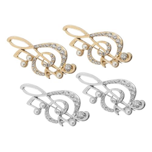 OUNONA 4stücke Notenbrosche Mit Strasssteinen Aus Legierung Kragennadel Für Damen Musiknoten-anstecknadel Für Anzüge Und Pullover von OUNONA