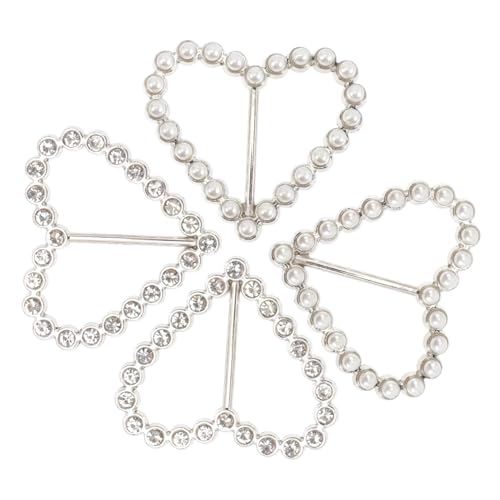 OUNONA 4 Stück Perlen Schal Clips Herzförmige Resin Broschen für Damen Vielseitige Schalspangen Eleganter Gürtelverschluss für Hochzeiten und Besondere Anlässe von OUNONA