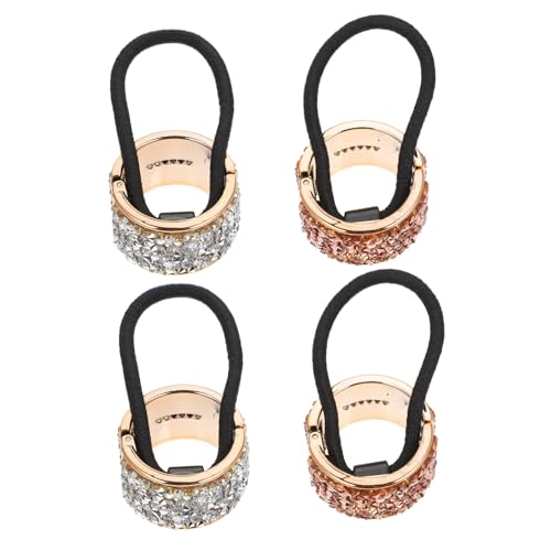 OUNONA 4 Stück Ponytail Haarring mit Funkelnden Strasssteinen Elastische Haarklammern in Champagner und Silber Stilvolle Haarmanschetten für Damen Vielseitiger Haarschmuck für Partys und von OUNONA
