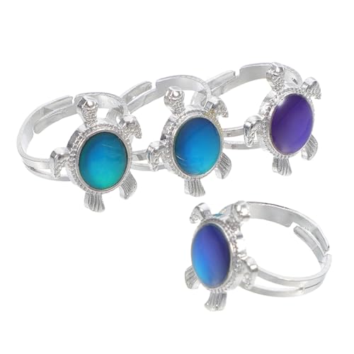 OUNONA 4 Stück Stimmungsringe Schildkröte Temperatur Farbwechsel Ring Unisex Emotionen Farbwechselnder Gefühlring Lustiger Farbwechsel Ring für Herren Damen von OUNONA