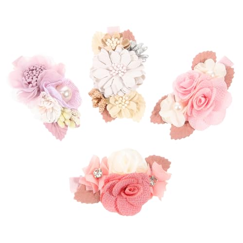 OUNONA 4 Stück Teiliges Blumenhaarklammern mit Funkelnden Strasssteinen Haarspangen für Mädchen Dekorative Haarschmuck Accessoires für Geburtstag Hochzeit und Alltag Langlebig und von OUNONA