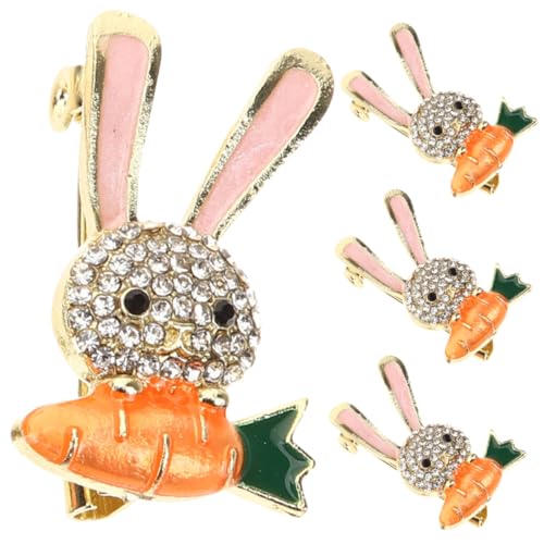 OUNONA 4 Stück Teiliges Broschen mit Niedlichem Kaninchen Design Sichere Anstecknadeln für Damen Kleidung und Anzüge Langlebige Mode Accessoires für Alltag und Festliche Anlässe von OUNONA