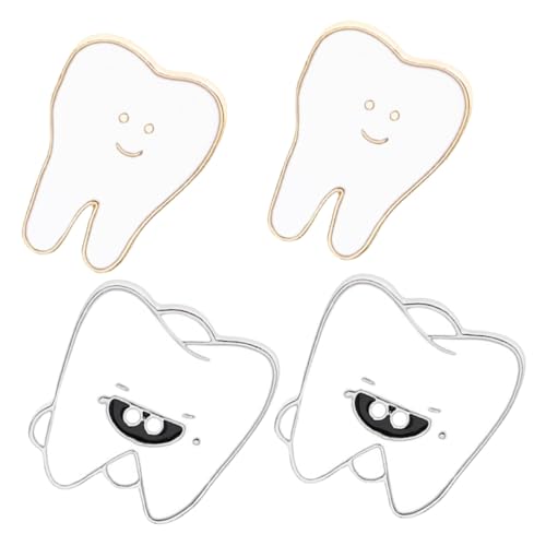 OUNONA 4 Stück Teiliges Cartoon Zähne Broschen Lustige Zahnarzt Anstecknadeln Süße Pins für Rucksäcke Jacken Hüte Detailreiche Zahn designs als Geschenk für Freunde von OUNONA