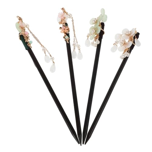 OUNONA 4 Stück Teiliges Chinesisches Haarschmuck mit Quaste Vintage Holz Haarstab Dekorative Haarnadel für Frauen Klassische Haarnadeln im Retro Stil Geeignet für Hochzeiten Partys und von OUNONA