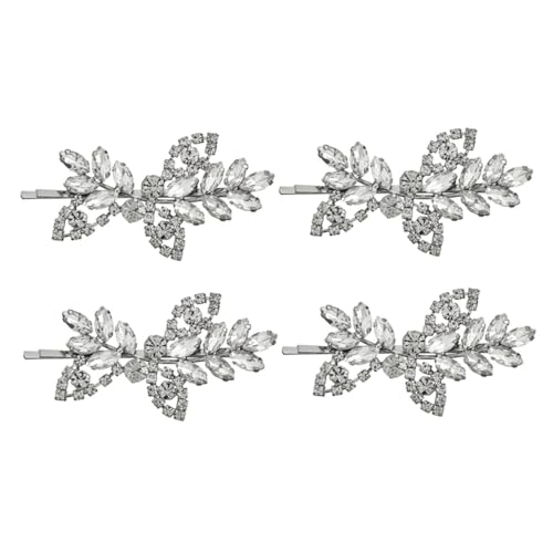 OUNONA 4 Stück Teiliges Damen Haarnadeln mit Funkelnden Strasssteinen Silberne Haarspangen Eleganter Haarschmuck für Vielseitige Frisuren Geeignet für Partys Festtage und Alltag von OUNONA