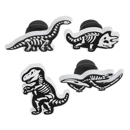 OUNONA 4stücke Dinosaurierskelett Brosche Aus Legierung Dinosaurier Schädel Form Revers Pin Corsage Abzeichen Für Tasche Pullover Kleid Anzug Hemd Mütze Schal Tuch von OUNONA