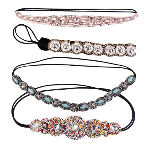 OUNONA 4 Stück Teiliges Handgefertigtes Strass haarband Kristall Perlendekor Modische Vintage stirnbänder für Damen Haarschmuck accessoires für Party und Alltag von OUNONA