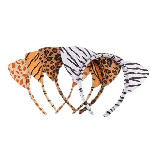 OUNONA 4stücke Katzenohren Stirnbänder Leoparden Haarreif Tier Ohr Stirnband Cosplay Kopfbedeckung Für Junge Mädchen Und Erwachsene Halloween Party Accessoire von OUNONA