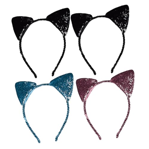 OUNONA 4 Stück Teiliges Katzenohren Haarreif Weiche Bequeme Stirnbänder mit Rutschfestem Sitz Niedliches Cosplay Accessoire für Mädchen und Farblich Zufällig für Party Zufällige Farbe von OUNONA