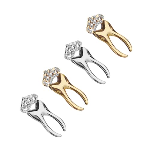 OUNONA 4 Stück Teiliges Mini Broschen Krone mit Zähnen Legierung in Gold und Silber Modische Anstecknadeln für Anzug Kragen und Pflegekleidung Eleganter Schmuck für Damen und Herren von OUNONA