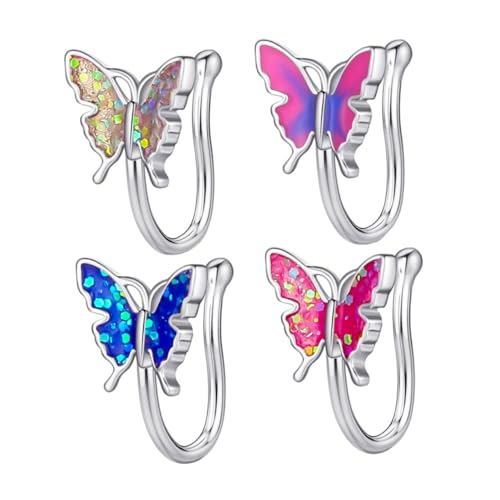 OUNONA 4 Stück Teiliges Modische Nasenringe Piercing Bunte Nasenklammern für Damen und Mädchen Schmerzfrei Hautfreundlich als Stilvolle Nasen Dekoration von OUNONA