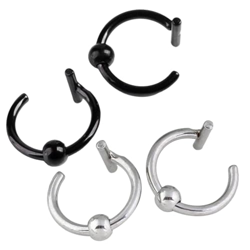 OUNONA 4 Stück Teiliges Nasenring C Form Glatt Poliert Hautfreundlich Schwarz Stahlfarben Modischer Fake Nose Piercing Schmuck für Damen und Herren von OUNONA
