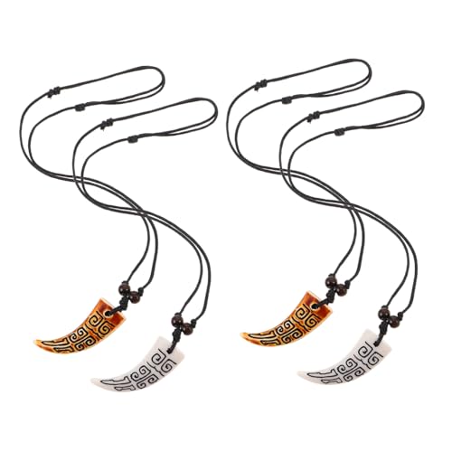 OUNONA 4 Stück Teiliges Resin-fake-zahn-anhänger Verstellbarem Kordelband Unisex Retro Halskette für Männer und Frauen Leichte Langlebige Beach Choker Schmuck Modisch und Vielseitig von OUNONA