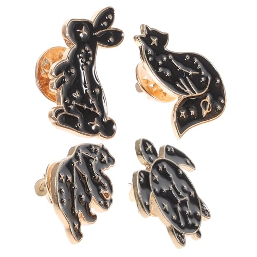 OUNONA 4 Stück Teiliges Tierbroschen aus Legiertem Kreative Emaille Anstecker in Hasen Fuchs und Schildkrötenform Brustnadeln für Pullover Jacken und Hüte Langlebige Kleidungsschmuck von OUNONA