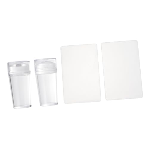 OUNONA 4 Stück Teiliges Transparentes Nail Art Stamping Langlebige Maniküre Stempel mit Klaren Stampingplatten Einfach zu Bedienen Tragbar für DIY Nageldesigns zu Hause und Unterwegs von OUNONA