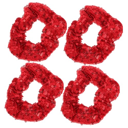OUNONA 4 Stück Teiliges Weihnachts Haargummi Pailletten Haarschmuck Elastisch Leicht Komfortabel für Mädchen Damen Festliche Party Haaraccessoires von OUNONA