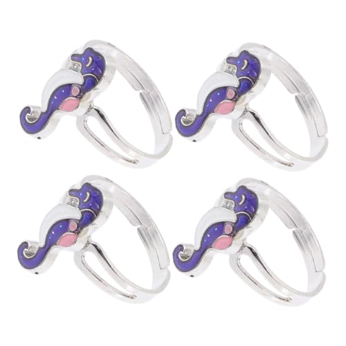 OUNONA 4 Stück Verstellbarer Offener Stimmungsring aus Langlebiger Zinklegierung Modischer Cartoon Ozeantier Schmuck für Frauen Mädchen Party und Alltag von OUNONA