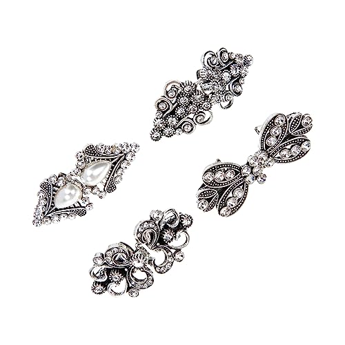 OUNONA 4 Stück Vintage Cardigan Clips mit Kristallblumen Retro Pullover Spangen Strickjacken und Schalhalter Dekorative Broschen für Damen Einfach Anzubringen und Langlebig von OUNONA