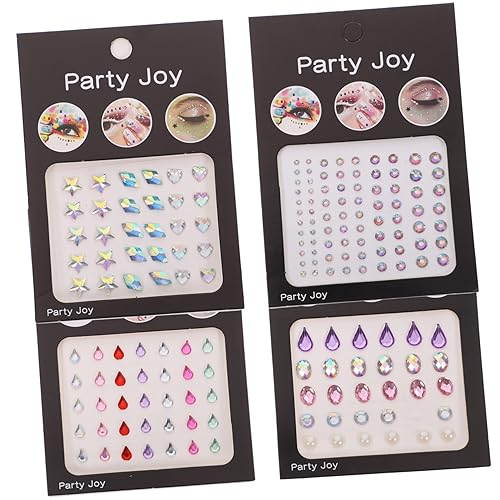 OUNONA 4Blätter Strasssteine für Gesicht Selbstklebende Juwelen für Festivals und Partys Glitzer Aufkleber für Dekorative Gesichtsbemalung und Cosplay Zubehör von OUNONA