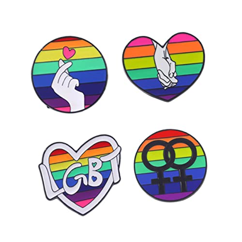 OUNONA 4 Stücke Regenbogen Broschen Lgbt Herz Muster Anstecknadeln Legierung für Kleidung Taschen und Hüte Dekorative Pride Anstecker Brustnadeln für Frauen von OUNONA