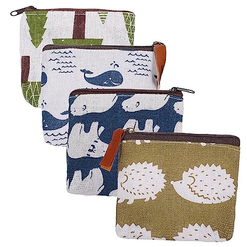 OUNONA 4Stücke Reißverschlusstaschen Cartoon Mustern für Damen und Kleine Kosmetiktaschen Münztaschen Multifunktionale Aufbewahrungstaschen Modischem von OUNONA