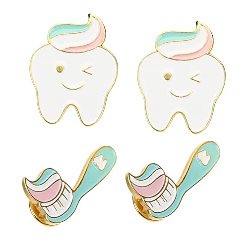 OUNONA 4stücke Zahn Zahnbürste Pin Süße Nadeln Für Jacken Taschen Rucksäcke Hüte Kleidungsaccessoires Hochwertige Broschen Für Halloween Geburtstag Weihnachten von OUNONA