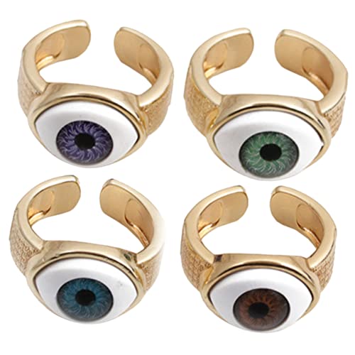 OUNONA 4stücke Böser Blick Aus Kupfer Open Adjustable Design Für Und Frauen Gothic Style Schmuck Party Und Alltag Tragebar von OUNONA