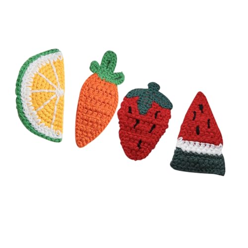 OUNONA 4stücke Erdbeer Haarschmuck Aus Wolle Stilvolle Haarnadeln Bobby Pins Haarstyling-zubehör Mit Fruchtdesign Erdbeere Karotte Zitrone Wassermelone von OUNONA