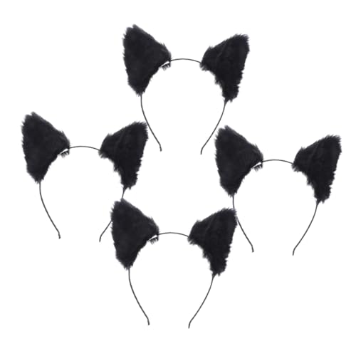 OUNONA 4stücke Fuchs-stirnband Mit Kunstpelzohren Pelziges Tier-stirnband Für Frauen Haarreifen Für Halloween-kostüm Partykleid Cosplay-kopfbedeckung Mädchen-accessoire von OUNONA