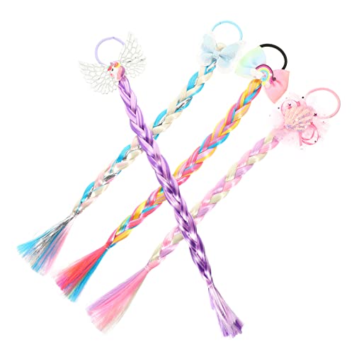 OUNONA 4stücke Geflochtene Pferdeschwanz Haar Seile Für Junge Mädchen Haargummis Zur Haarverlängerung Geflochtene Pferdeschwanzverlängerung Haarseile Als Haardekor Elastische Kinderhaarbä von OUNONA